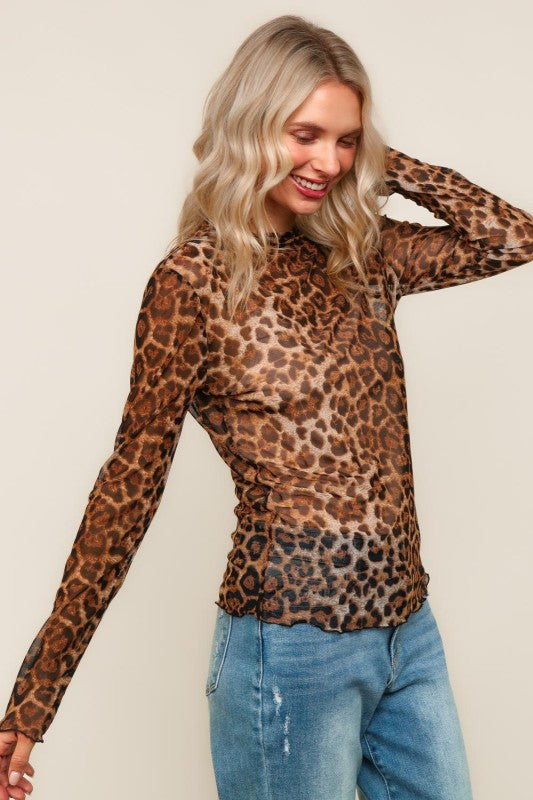 Plus Fierce & Flawless Leopard Mesh Top