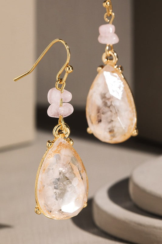 Semi Stone Teardrop Earrings