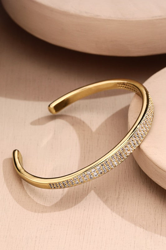 18K Gold Plated Pave Cuff Bracelet