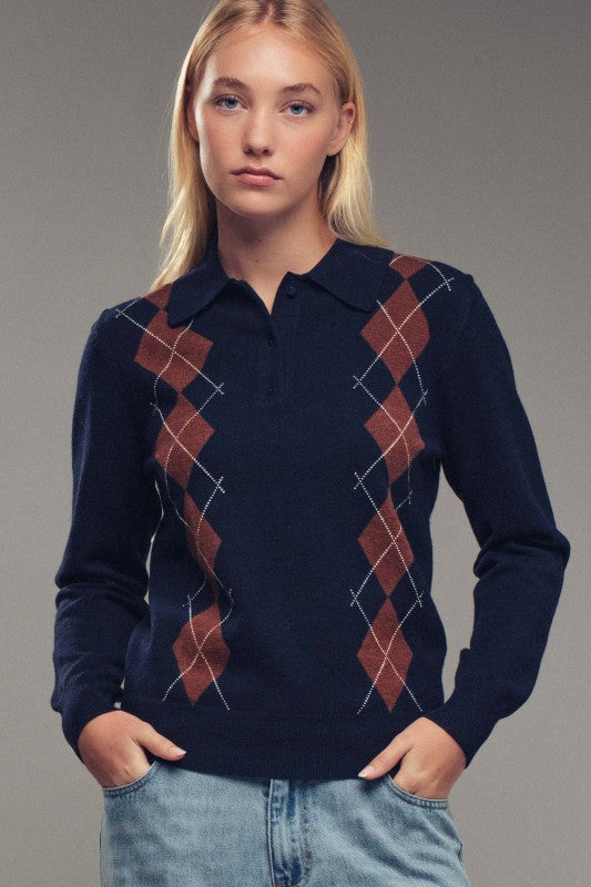 The Preppy Argyle Polo Sweater