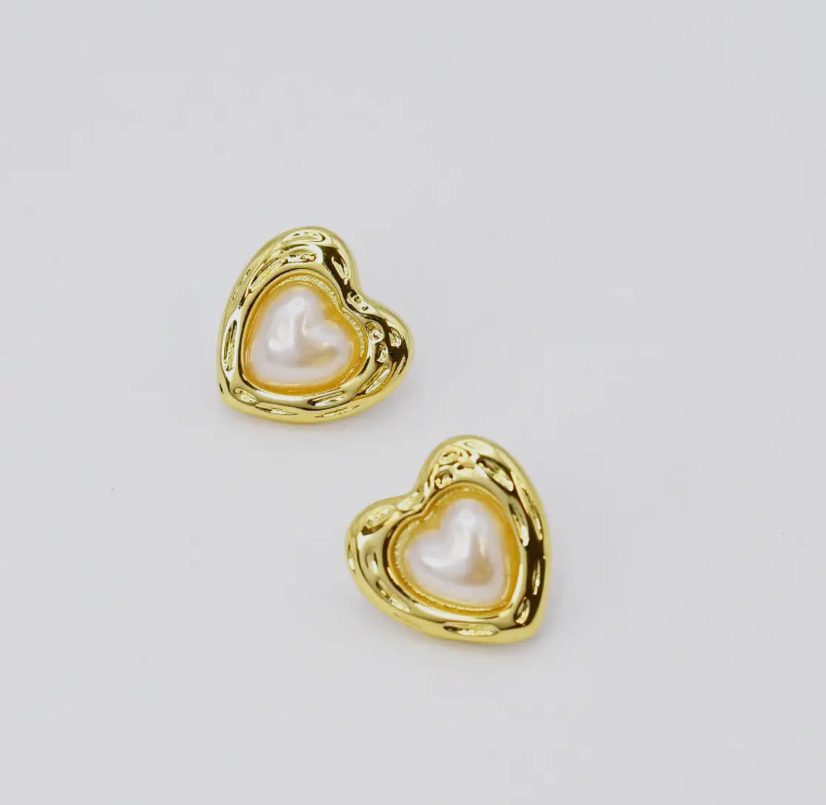 Love Pearl Gold Stud Earrings