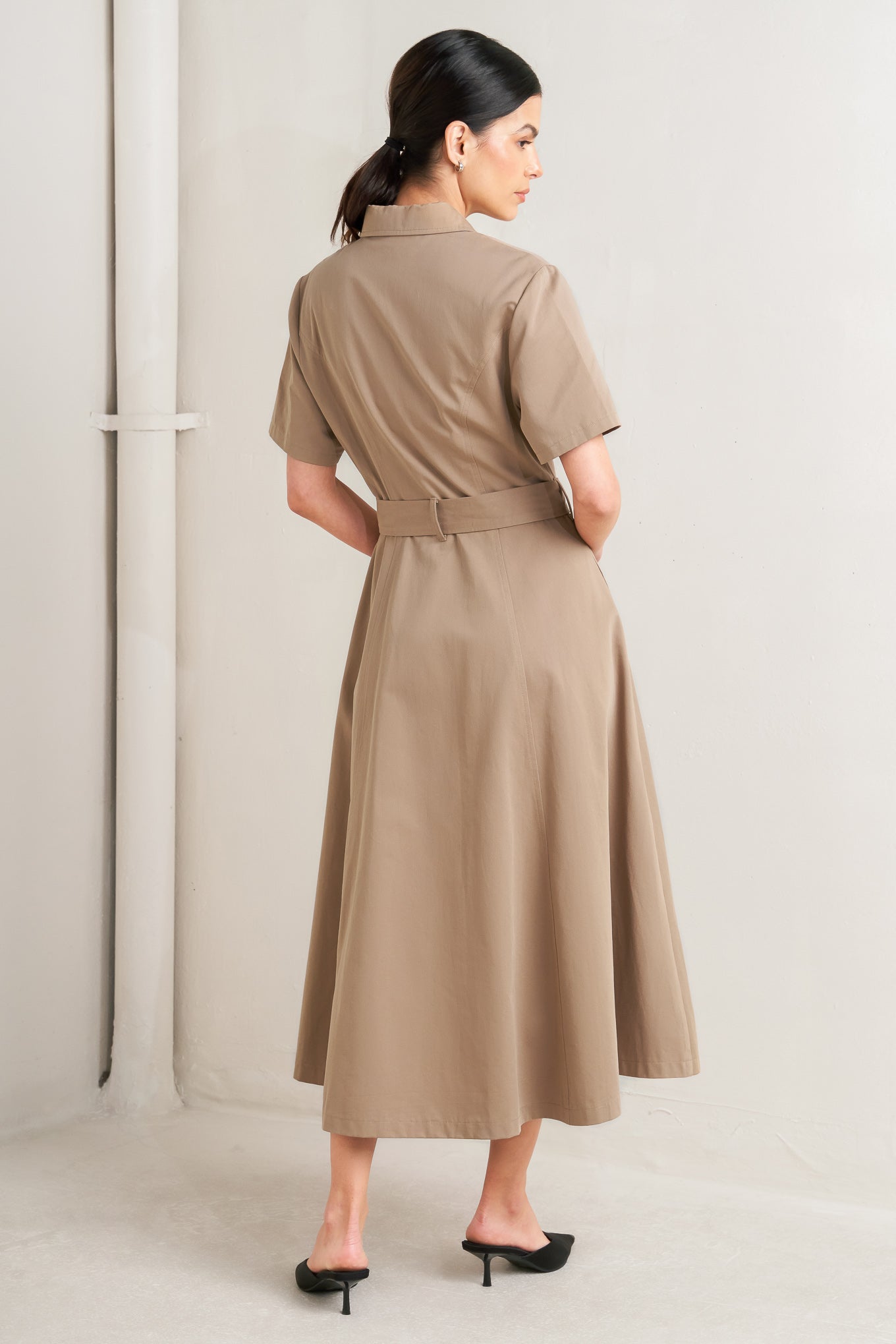 LUCKY ME WOVEN MIDI DRESS