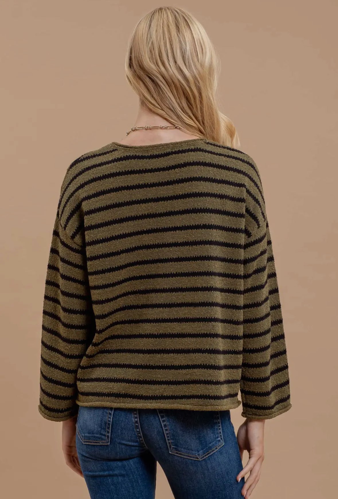 Olive Stripe Knit Sweater