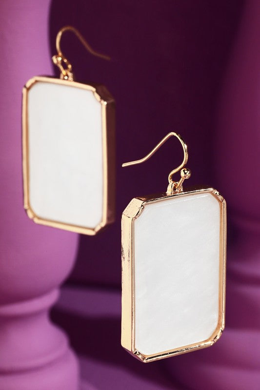 Rectangular Pearl Dangle Earrings