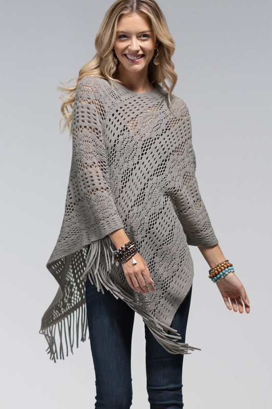 Soft Crochet Knit Poncho