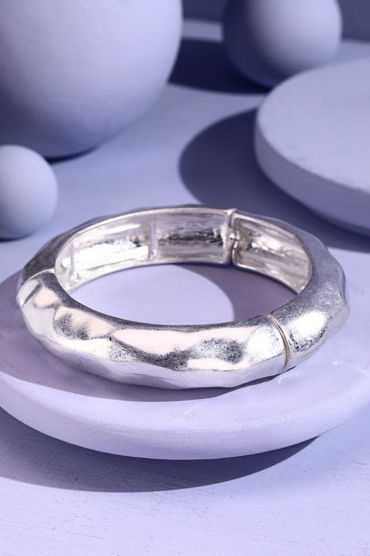 Organic Shaped Vintage Silver Metal Bracelet