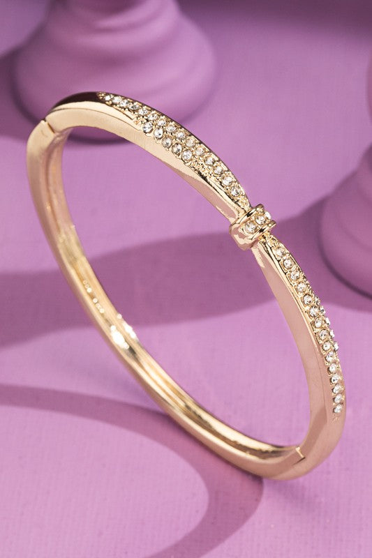 Pave Knot Hinge Gold Bracelet