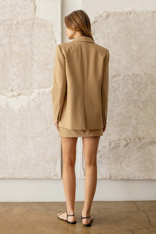 Solid Longline Camel Blazer