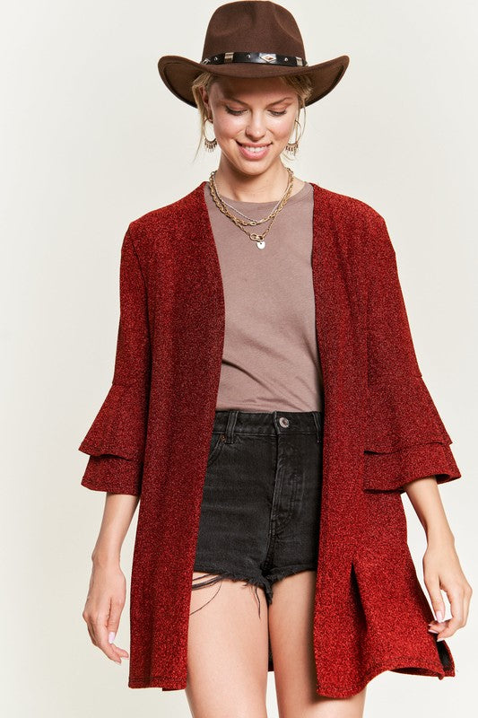 Glitter Bell sleeve Kimono Cardigan