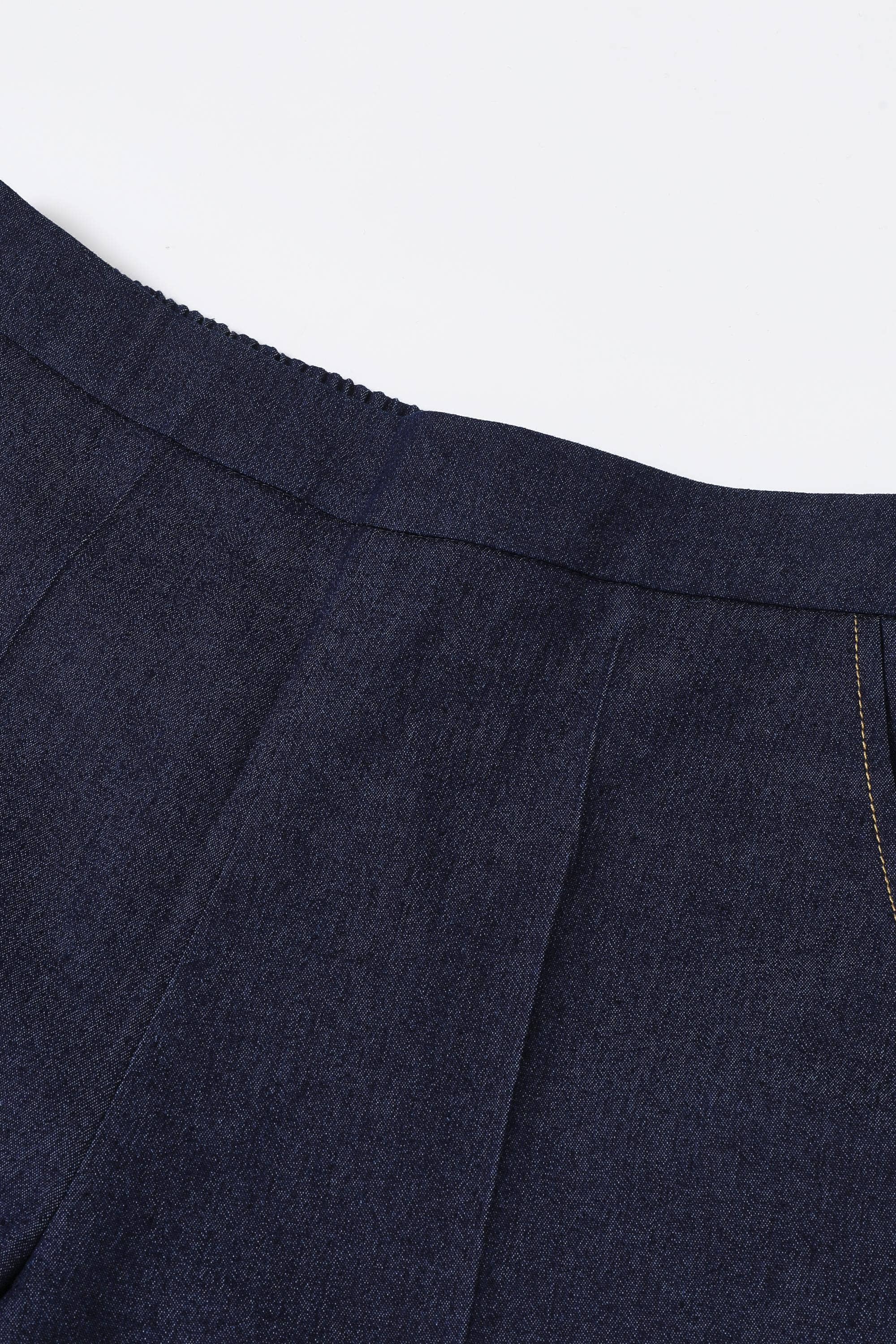 The Riviera Wide Leg Denim Pintuck Pants