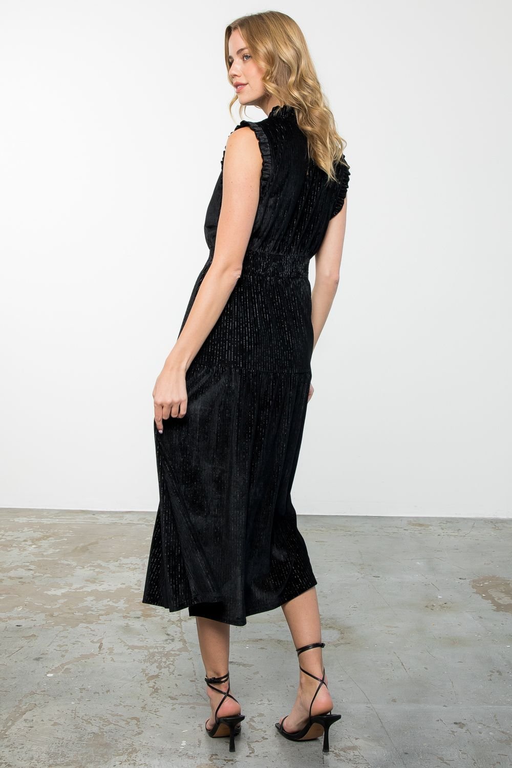 Black Velvet Tiered Maxi Dress - Lorenza Alessandra