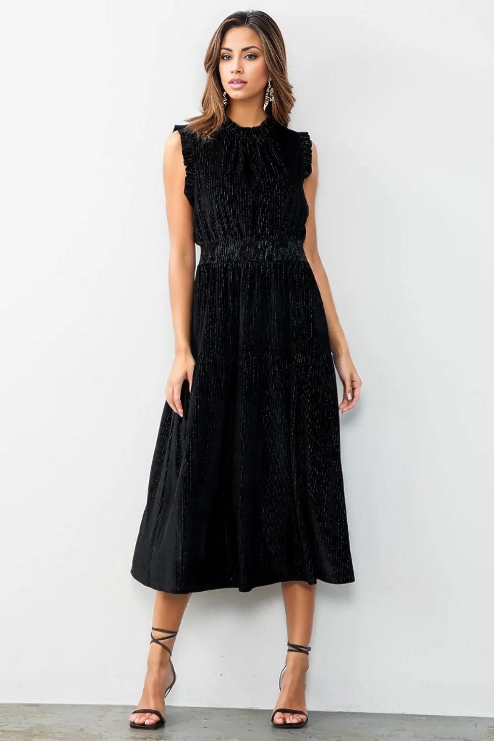 Black Velvet Tiered Maxi Dress - Lorenza Alessandra