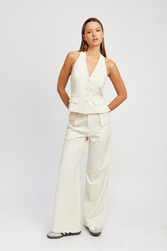 BUTTON DOWN HALTER VEST - Lorenza Alessandra