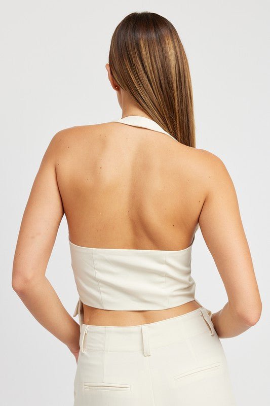 BUTTON DOWN HALTER VEST - Lorenza Alessandra