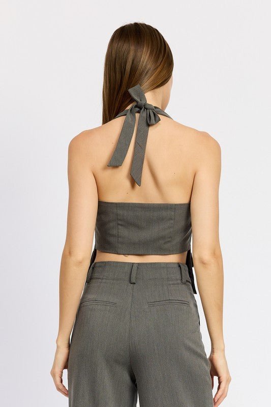 BUTTON DOWN HALTER VEST - Lorenza Alessandra