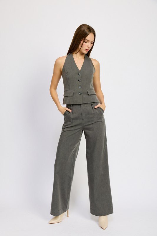 BUTTON DOWN HALTER VEST - Lorenza Alessandra