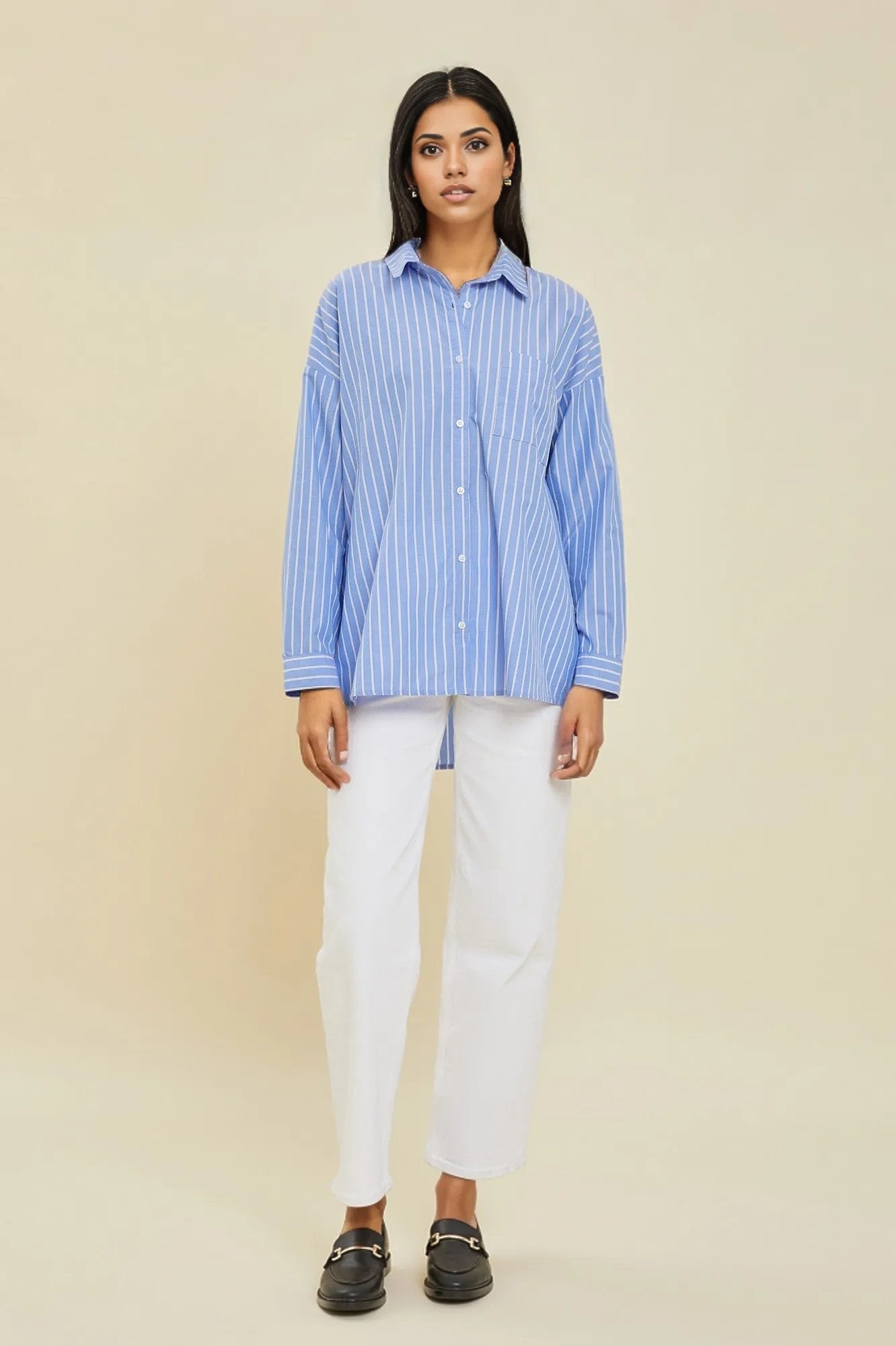 Chambray Striped Shirt - Lorenza Alessandra