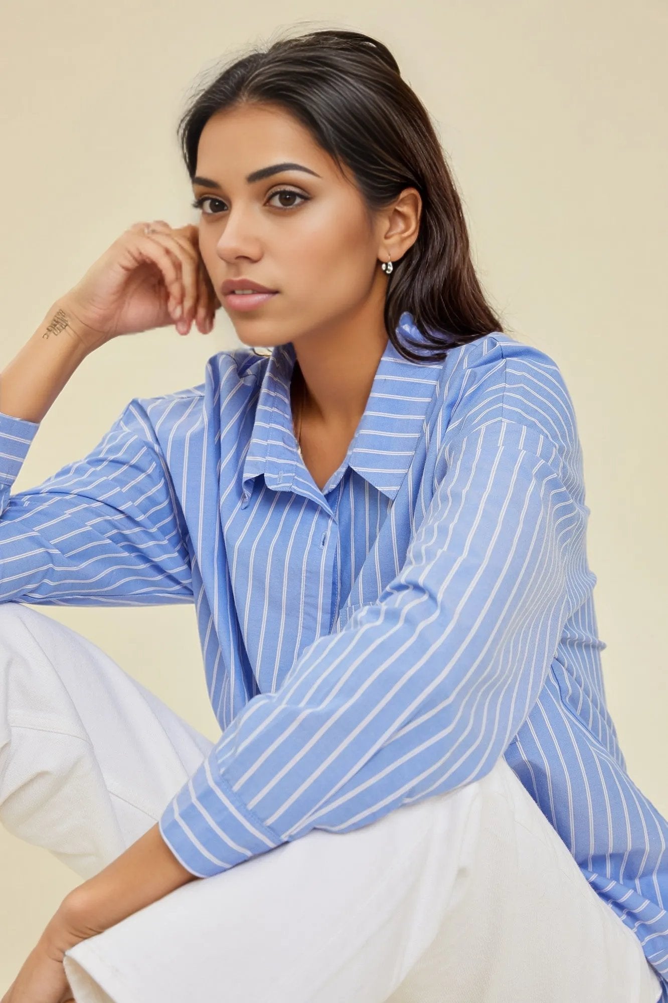 Chambray Striped Shirt - Lorenza Alessandra