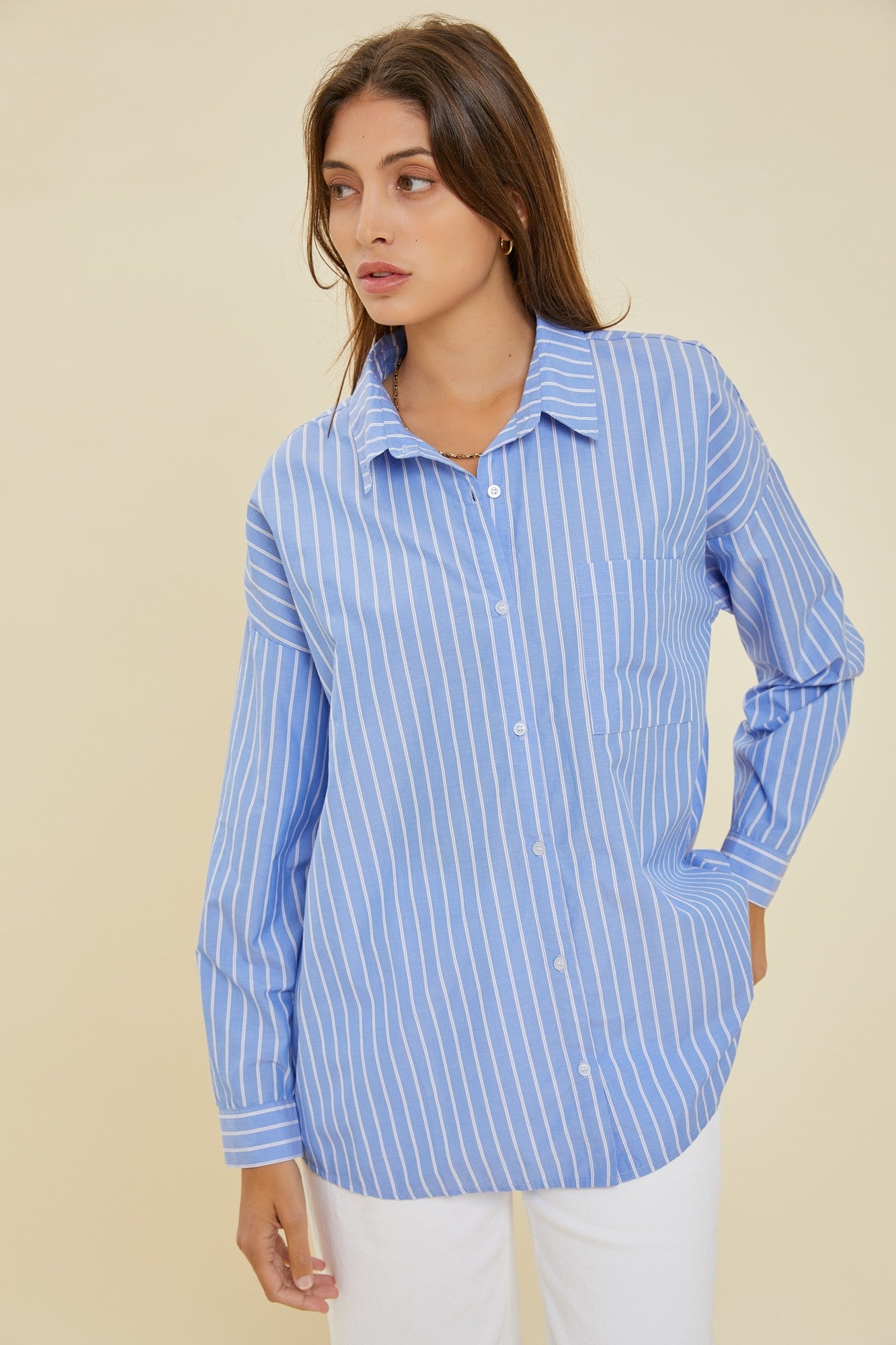 Chambray Striped Shirt - Lorenza Alessandra