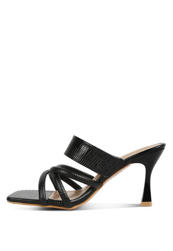 CHIRI Criss Cross Strap Spool Heel Sandals - Lorenza Alessandra